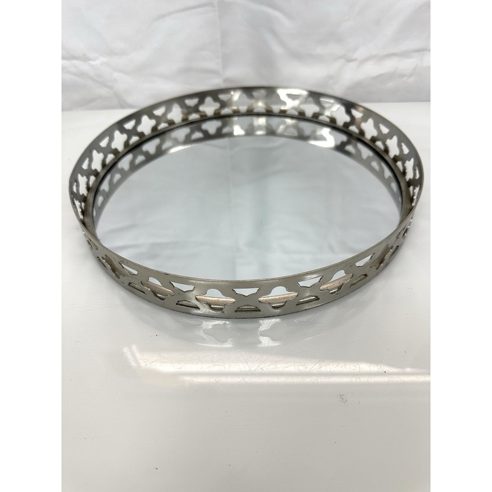 Round Brass Mirror Vanity Tray
